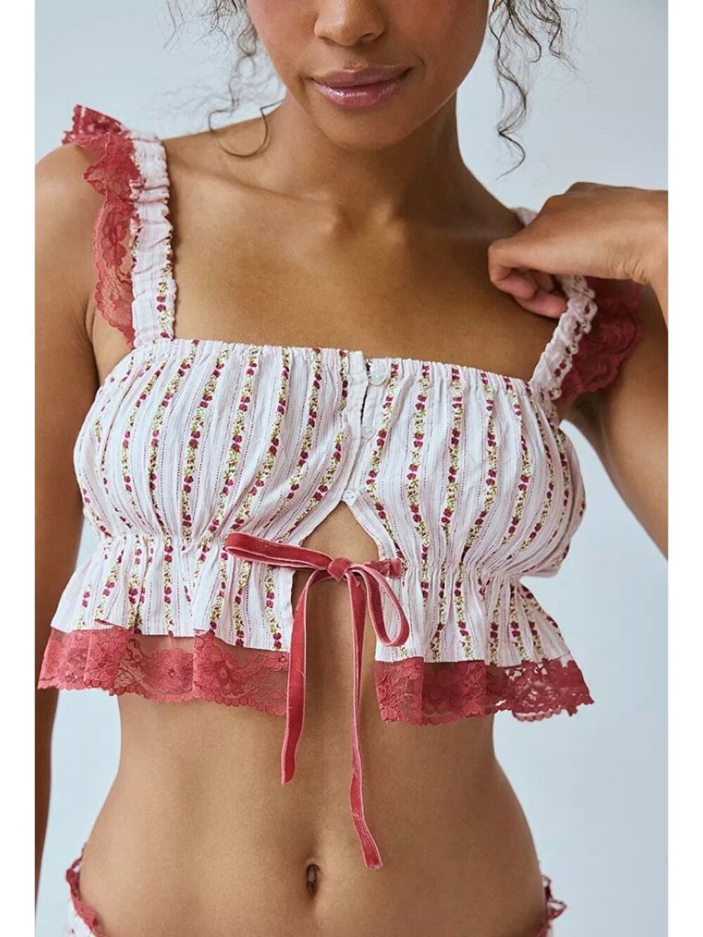 Urban Outfitters Out From Under Hearts Desire Babydoll Cropped Cami Top
